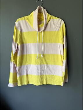 J.Crew Striped Yellow and Cream Cowl Neck Long Sleeve Shirt, Size Small